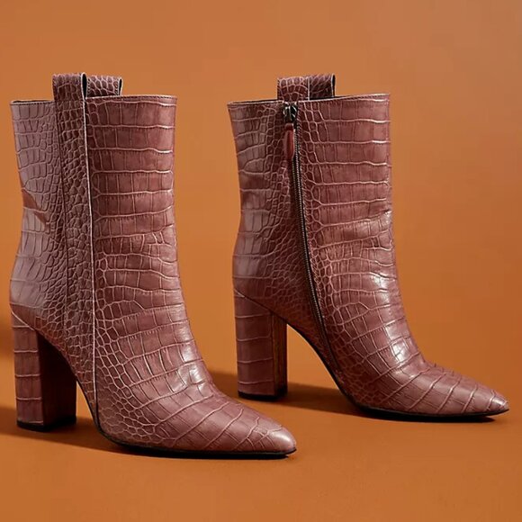 Anthropologie Bruno Premi Crocodile Ankle Boots IT40/US9 - Picture 1 of 9